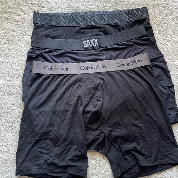 (3) NEW Tommy John, Calvin Klein & SAXX Men's Black Boxer Briefs - Picture 1 of 7